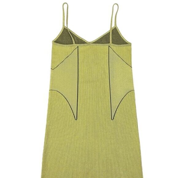 ZARA Ribbed Bodycon Dress Sz XS Yellow Black - Picture 6 of 6